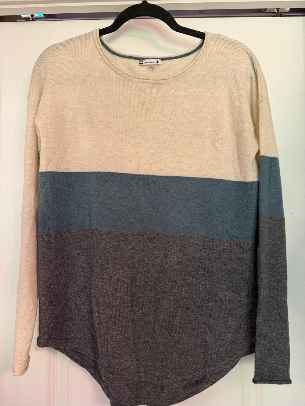 Sweaters for Women Colorblock Crewneck Sweater - Sand/Blue/Charcoal